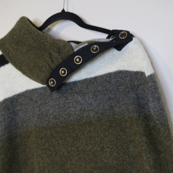 Anthropologie Tabitha Transverse Poncho Striped Wool Blend Colorblock Boho - Picture 3 of 10